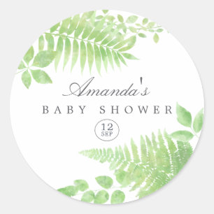 Vattenfärg Grönska Bebis Shower Runt Klistermärke