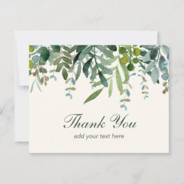 Vattenfärg Grönska Blad Tack  Kort