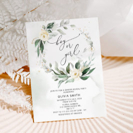 Vattenfärg Grönska könsbestämningsinbjudan Inbjudningar