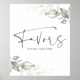 Vattenfärg Grönska och Guldblad Favoriter Skylt