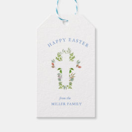 Vattenfärg Grönska och Kors Påskpresentkort Presentetikett