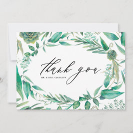 Vattenfärg Grönska och Sukkulenter Ram Bröllop Tack Kort