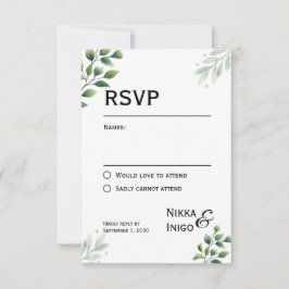 Vattenfärg Grönska RSVP-kort Inbjudan