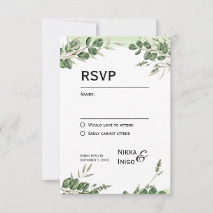 Vattenfärg Grönska RSVP-kort Inbjudan