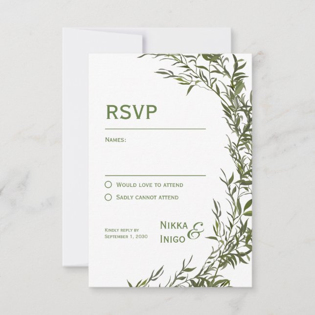 Vattenfärg Grönska RSVP-kort inbjudan (Framsida)