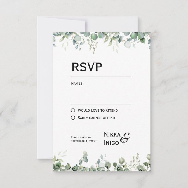 Vattenfärg Grönska RSVP-kort Inbjudan (Framsida)
