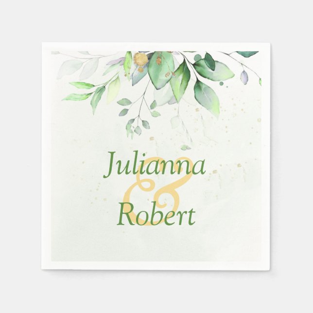 Vattenfärg grönska servetter (Framsidan)