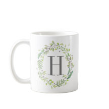 Vattenfärg Grönskande Krans och Monogram