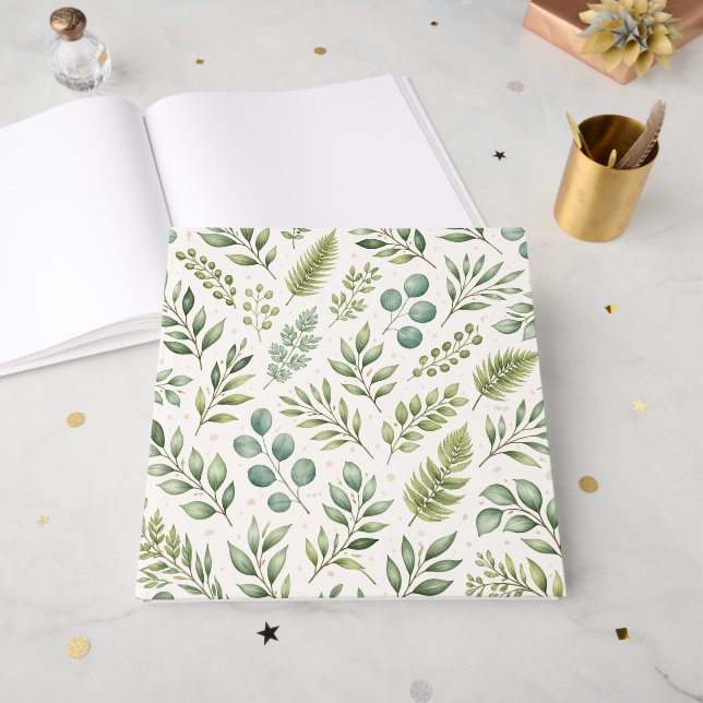 Vattenfärg Grönskande Mönster | Botaniska blad Gästböcker (Framsidan öppen)