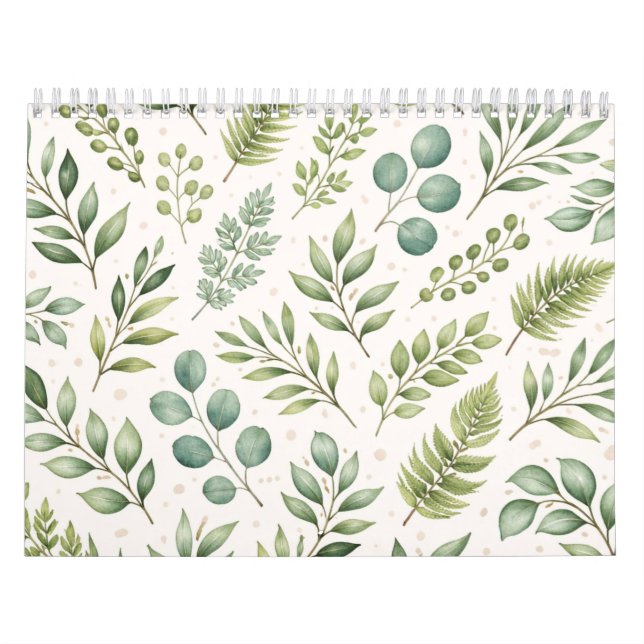 Vattenfärg Grönskande Mönster | Botaniska blad Kalender (Omslag)