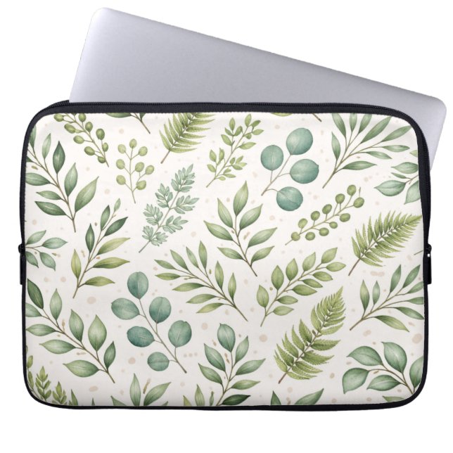 Vattenfärg Grönskande Mönster | Botaniska blad Laptop Fodral (Framsidan)