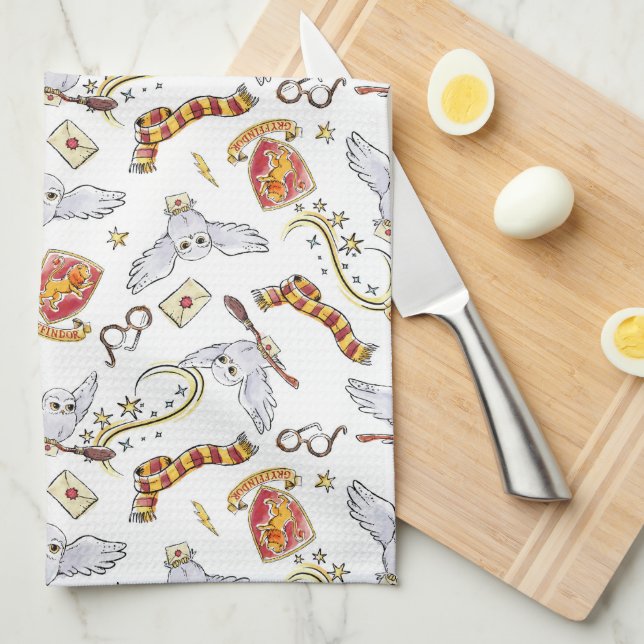 Vattenfärg GRYFFINDOR™ Hedwig Mönster Kökshandduk (Vikt i Fjärdedel)