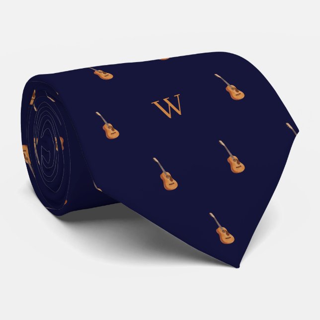 Vattenfärg Guitar Monogram Initial Midnight Blue Slips (Rullad)