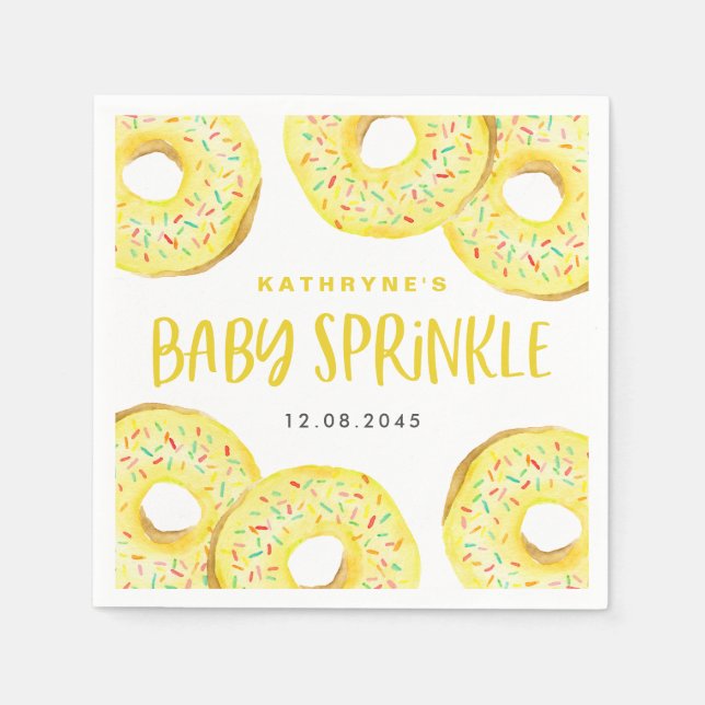Vattenfärg Gul Strössel Donuts Baby Strössel Pappersservett (Framsidan)
