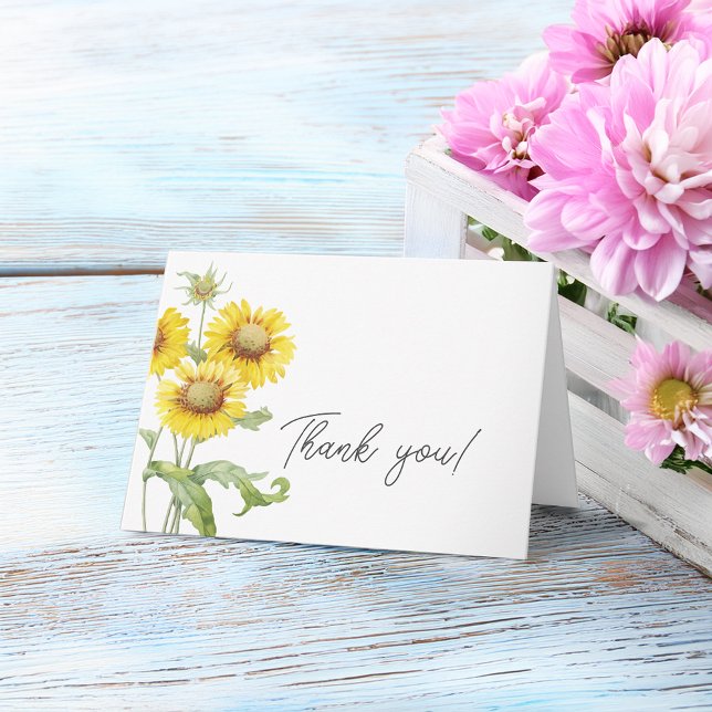Vattenfärg Gula blommor Tack Kort (Watercolor Yellow Flowers Thank You Card)