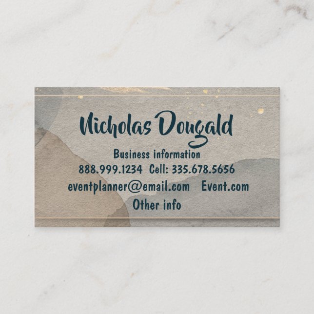 Vattenfärg Guld Grått Grått  Formal enkel yrkesutö Visitkort (Framsida)