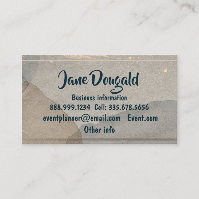 Vattenfärg Guld Grått Grått  Formal enkel yrkesutö Visitkort (Framsida)