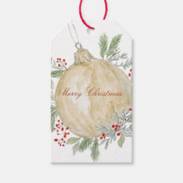 Vattenfärg Guld jul, prydnad Presentetikett