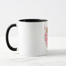 Vattenfärg Guld och Blommig Monogram Bokstav H Mugg