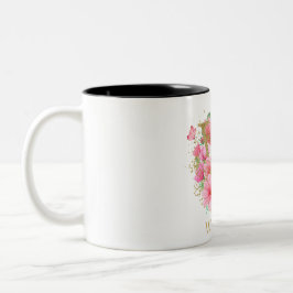 Vattenfärg Guld och Blommig Monogram Bokstav W Två-Tonad Mugg