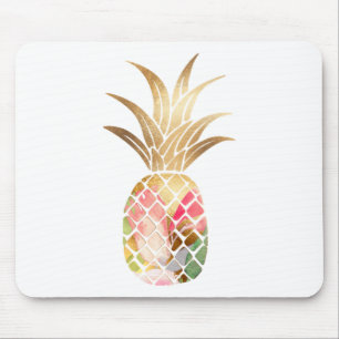 Vattenfärg Guld Pineapple Mousepad Musmatta