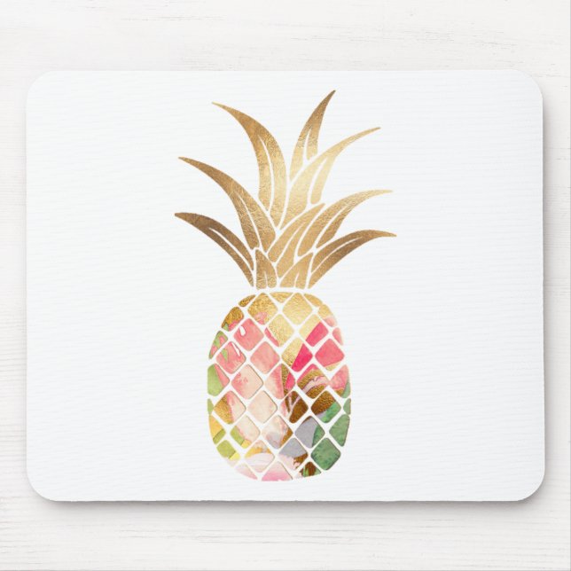 Vattenfärg Guld Pineapple Mousepad Musmatta (Framsidan)