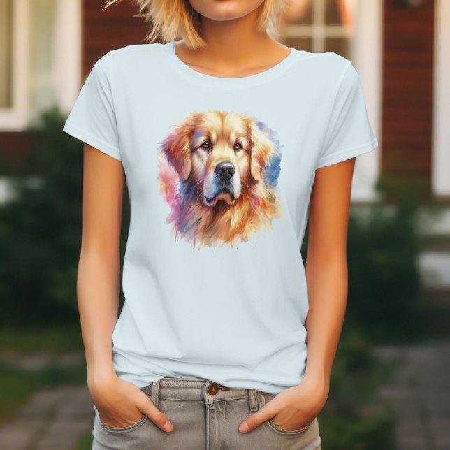 Vattenfärg Guldretriever Hund  T Shirt (Skapare uppladdad)