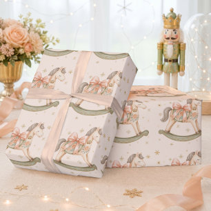 Vattenfärg Gunghäst Jul Bebis Babyshower Presentpapper