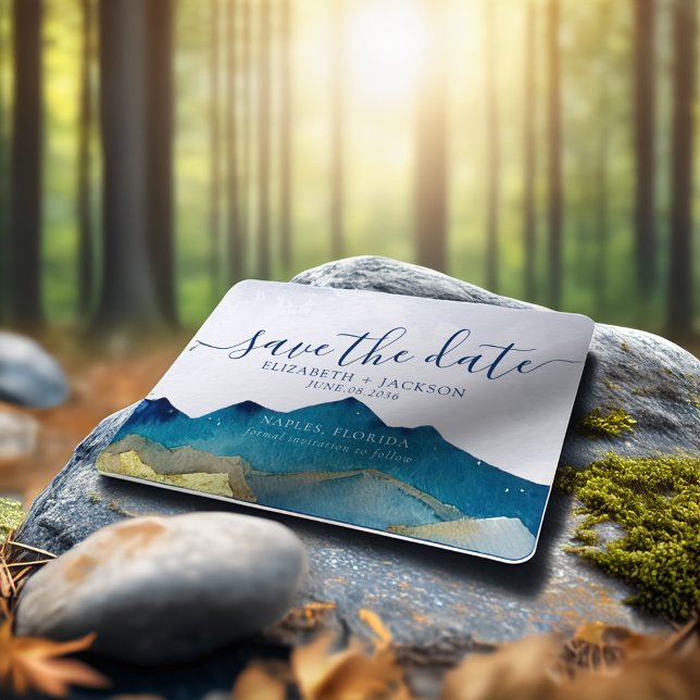 Vattenfärg Gyllene Berg Utomhus Bröllopsfoto Spara Datumet (Skapare uppladdad)