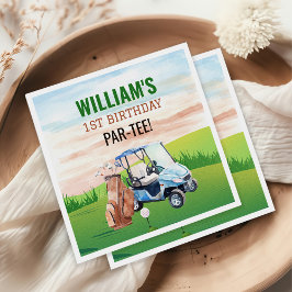 Vattenfärg Hål i en Golf 1:a födelsedag Pappersservett