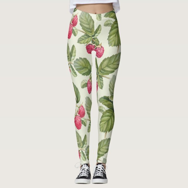 Vattenfärg Hallon Sömlös Mönster-design Leggings (Framsida)