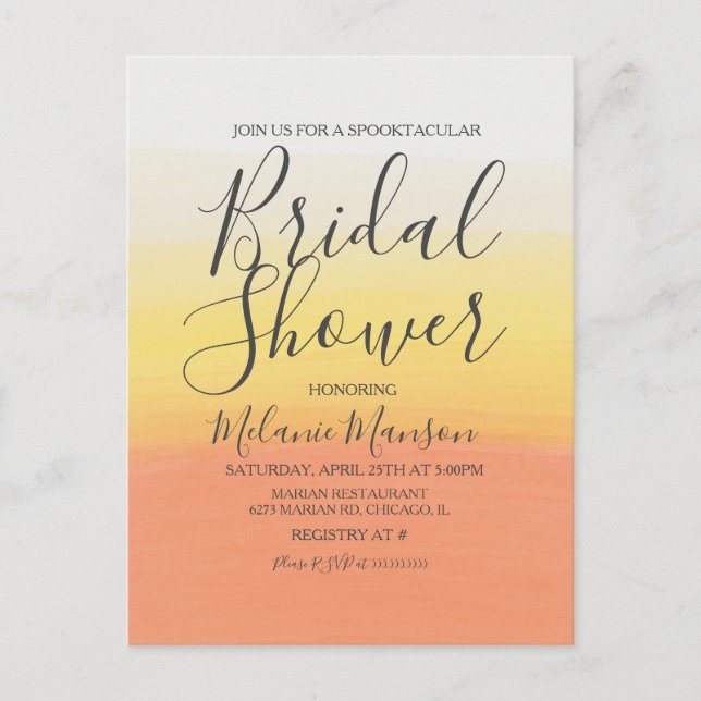 Vattenfärg Halloween Godis Majs Bröllopsdusch   Vykort (Framsida)