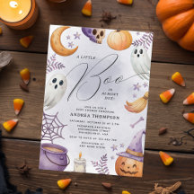 Vattenfärg Halloween Little Boo Baby Shower