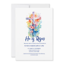 Vattenfärg Han är Risen Religiösa Påsk Blommigt