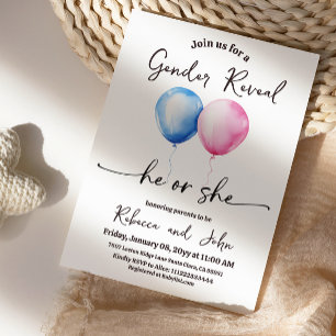 Vattenfärg Han eller Hon Ballong Köns Avslöjande Inbjudningar