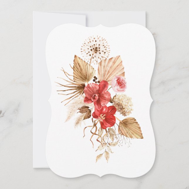 Vattenfärg handflatan lämna orchid inbjudningar (Framsida)