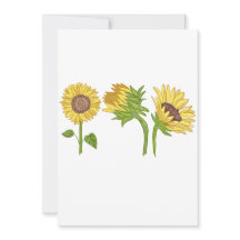 Vattenfärg Handmålad solrosblomma Blåsning