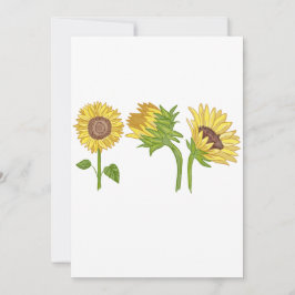 Vattenfärg Handmålad solrosblomma Blåsning Inbjudningar