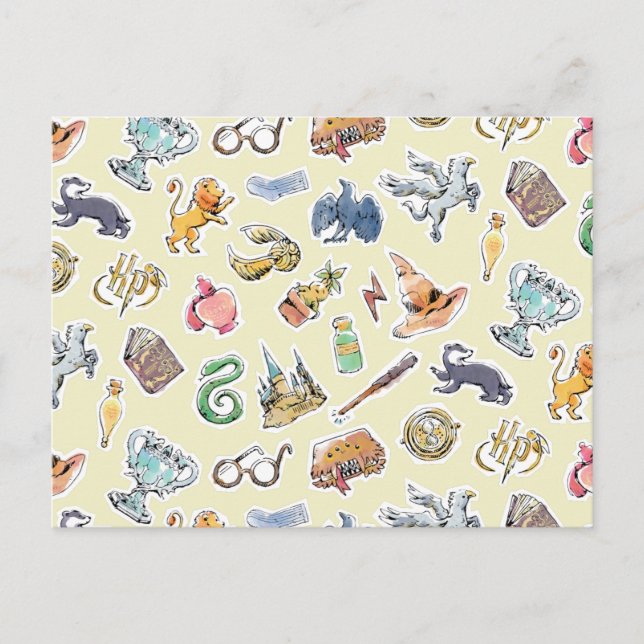 Vattenfärg Harry Potter-ikoner Vykort (Framsida)