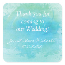 Vattenfärg Hav Strand Bröllop Klistermärke Etikett