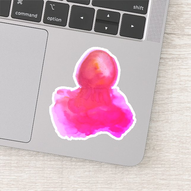 Vattenfärg Havsdjur Rosa Maneter Klistermärken (Detalj)
