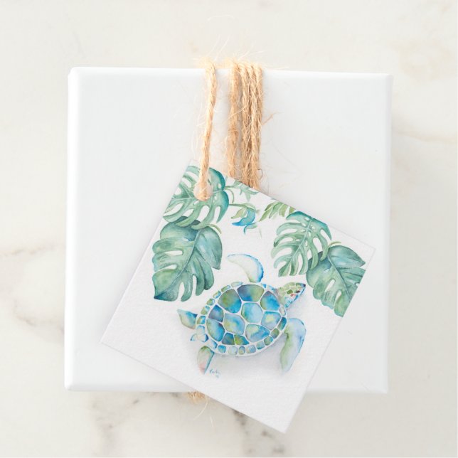 Vattenfärg Havssköldpadda Förmånsetiketter Gåvor Etiketter (På plats)