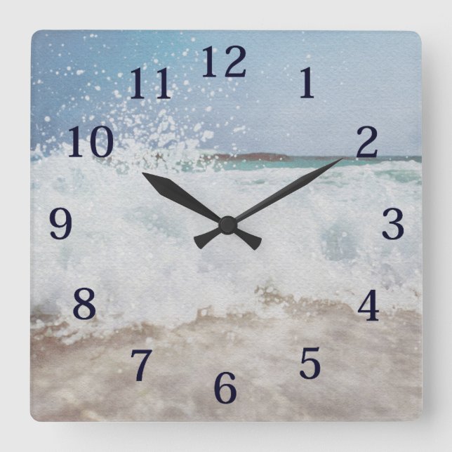 Vattenfärg Havsskum i Vinkara havet Fyrkantig Klocka (Framsida)
