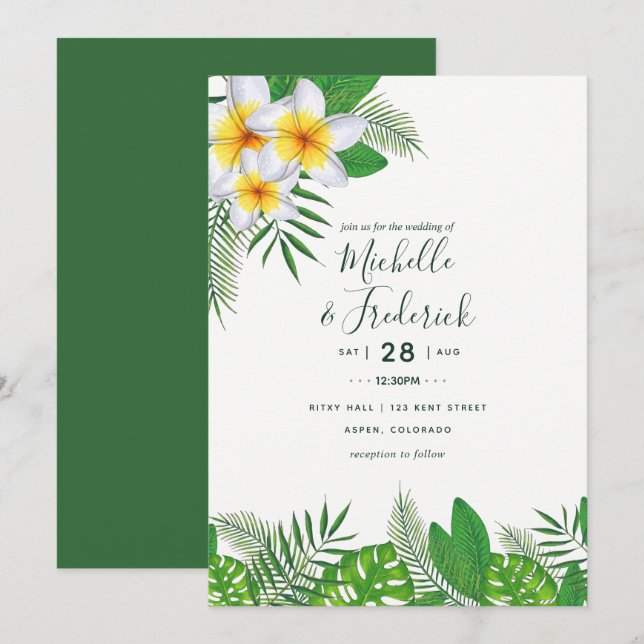 Vattenfärg Hawaii Aloha Luau Bröllopsinbjudan Inbjudningar (Fram/baksida)