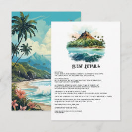 Vattenfärg Hawaii Bröllopsgästinformation Tilläggskort
