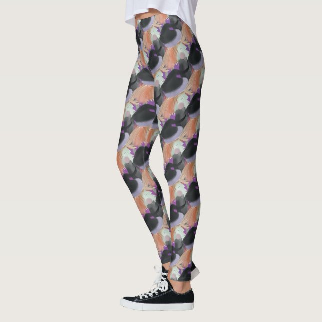 Vattenfärg Häxa Upprepad Mönster Leggings (Vänster)