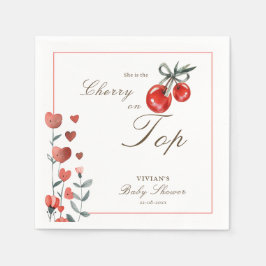 Vattenfärg Heart-Blommigten Cherry on Top Baby Sho Pappersservett