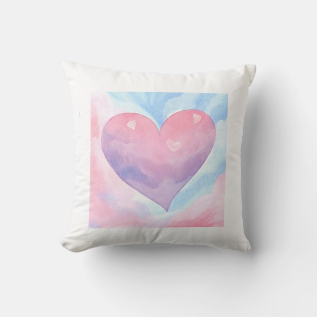 Vattenfärg Heart-design Dekorativ kudde (Framsida)