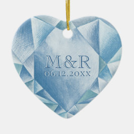 Vattenfärg Heart Diamond 60:e Giftermål-årsdagen Julgransprydnad Keramik
