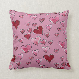 Vattenfärg Heart i Kärlek Alla hjärtans dag Kudde